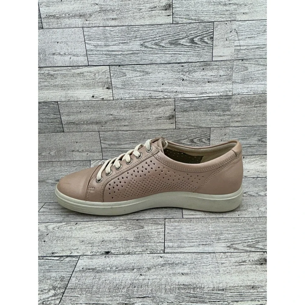ECCO Soft 7 Perforated Leather‎ Lace Up Sneakers Rose Pink EU 39 US 8